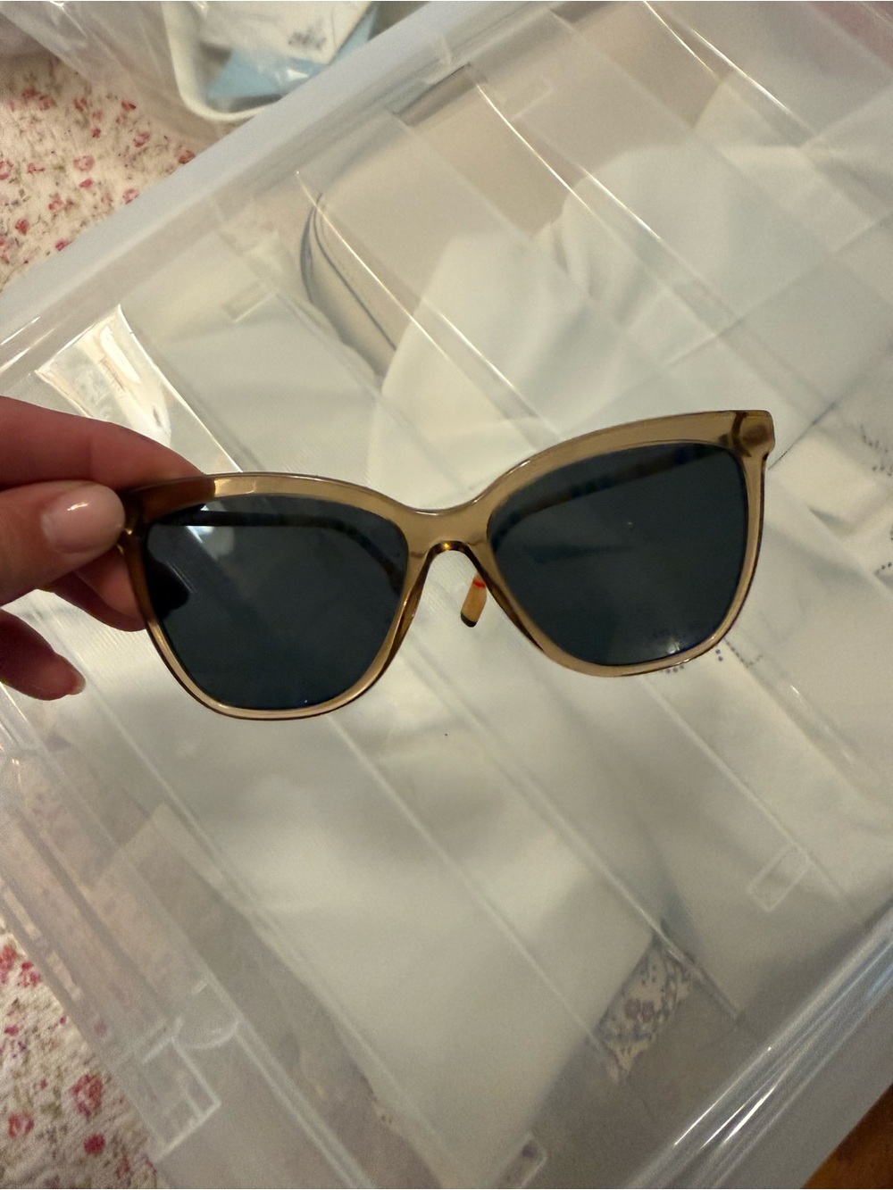 Burberry Beige Cat-Eye Sunglasses with Dark Lenses